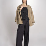 Top con piume laserate T011-5336-9000 NERO n21 