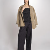 Top con piume laserate T011-5336-9000 NERO n21 