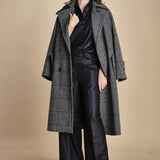 pantalone a vita bassa con elastico in lana e seta. ASTRID STR02 NAVY nine in the morning 