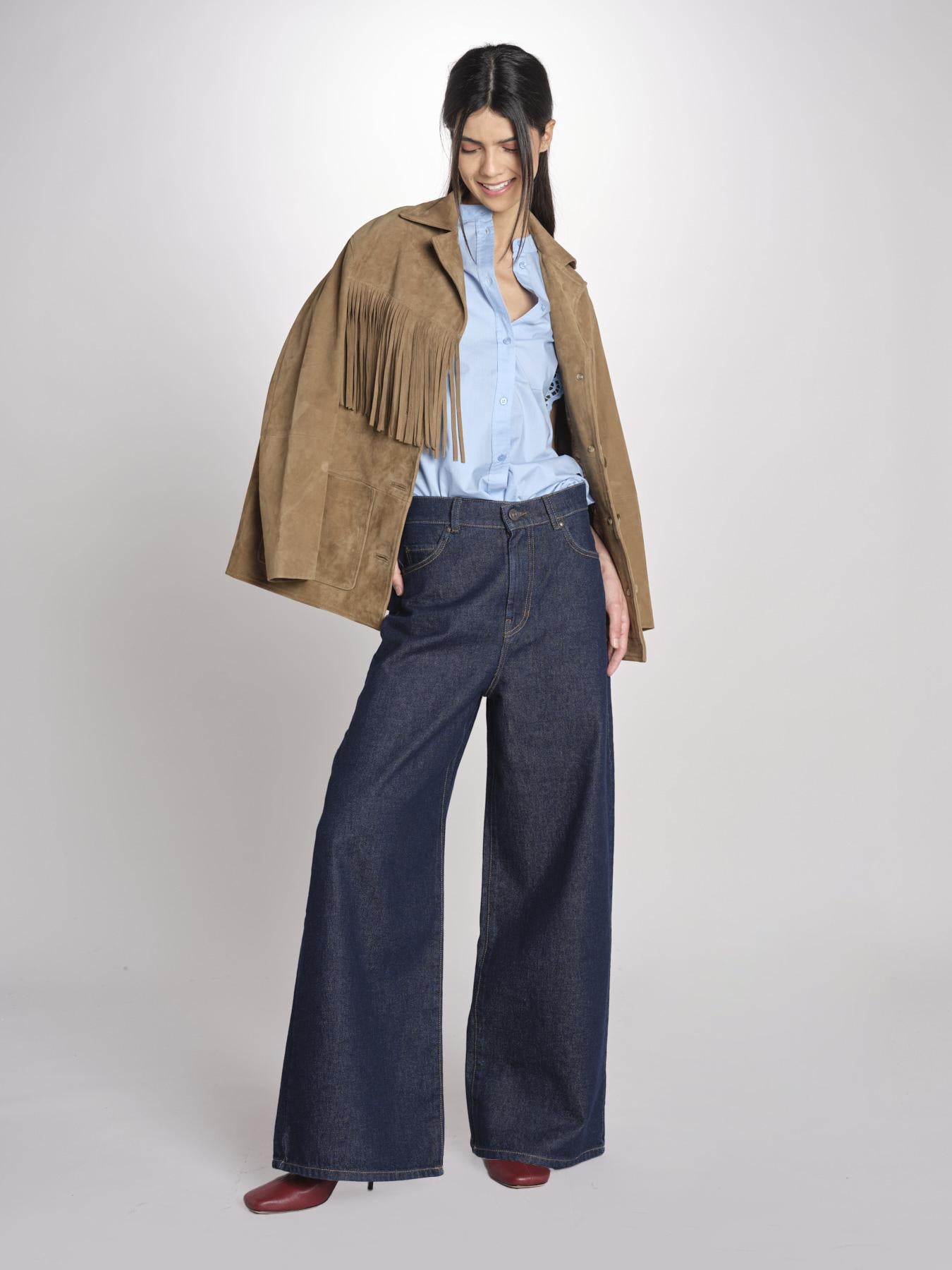 Camicia intarsio maniche alette GIFTY 6EVA04-V09857 AZUR vanessa bruno 