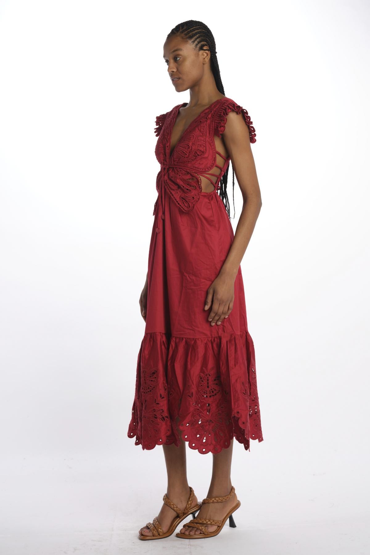 Abito RED BUTTERFLY ricamo farfalla 337217 RED farm rio 