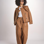 giubbotto in lino cerato TATI WAXTOUCH BROWN true avenue 