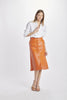 long leather skirt with buttons
