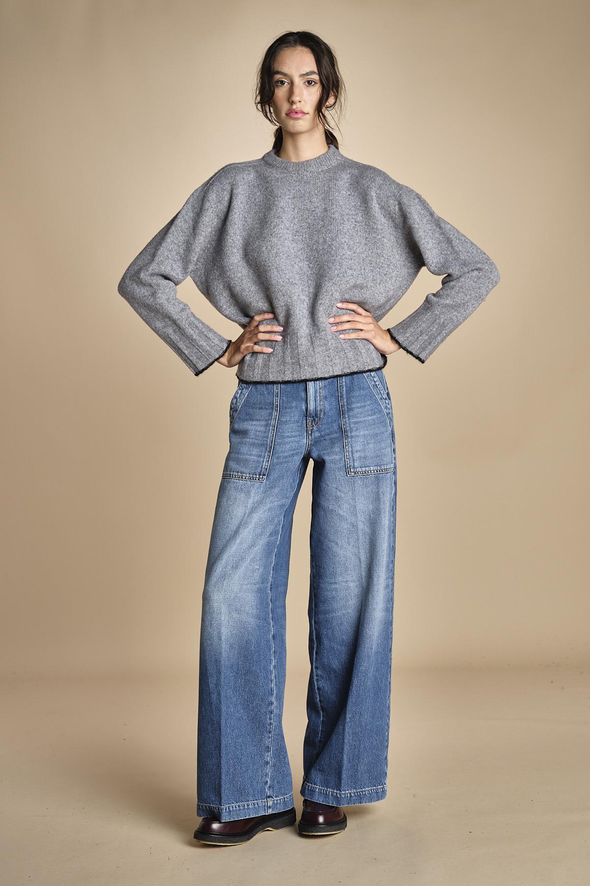 maglia girocollo over CLAUDIA GIROCOLLO GRIGIO_NERO tenne' 