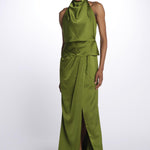 MAISON GROWN abito in satin scollo americano 10112295 8611 halston 