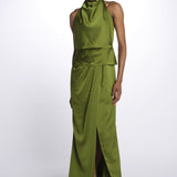 MAISON GROWN abito in satin scollo americano 10112295 8611 halston 