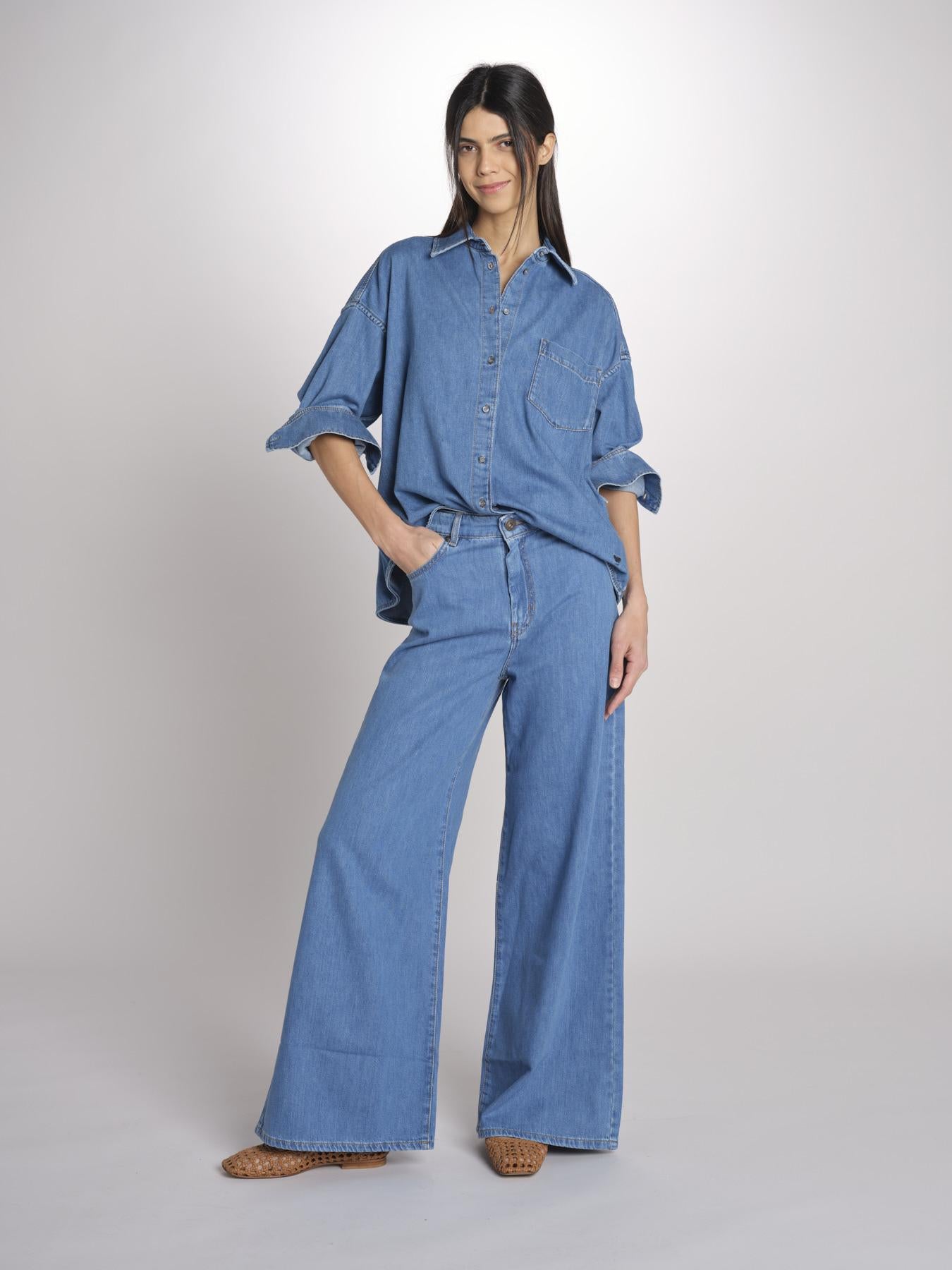 Camicia oversize in denim di puro cotone FOGGIA 2615111011600 002 BLU weekend maxmara 
