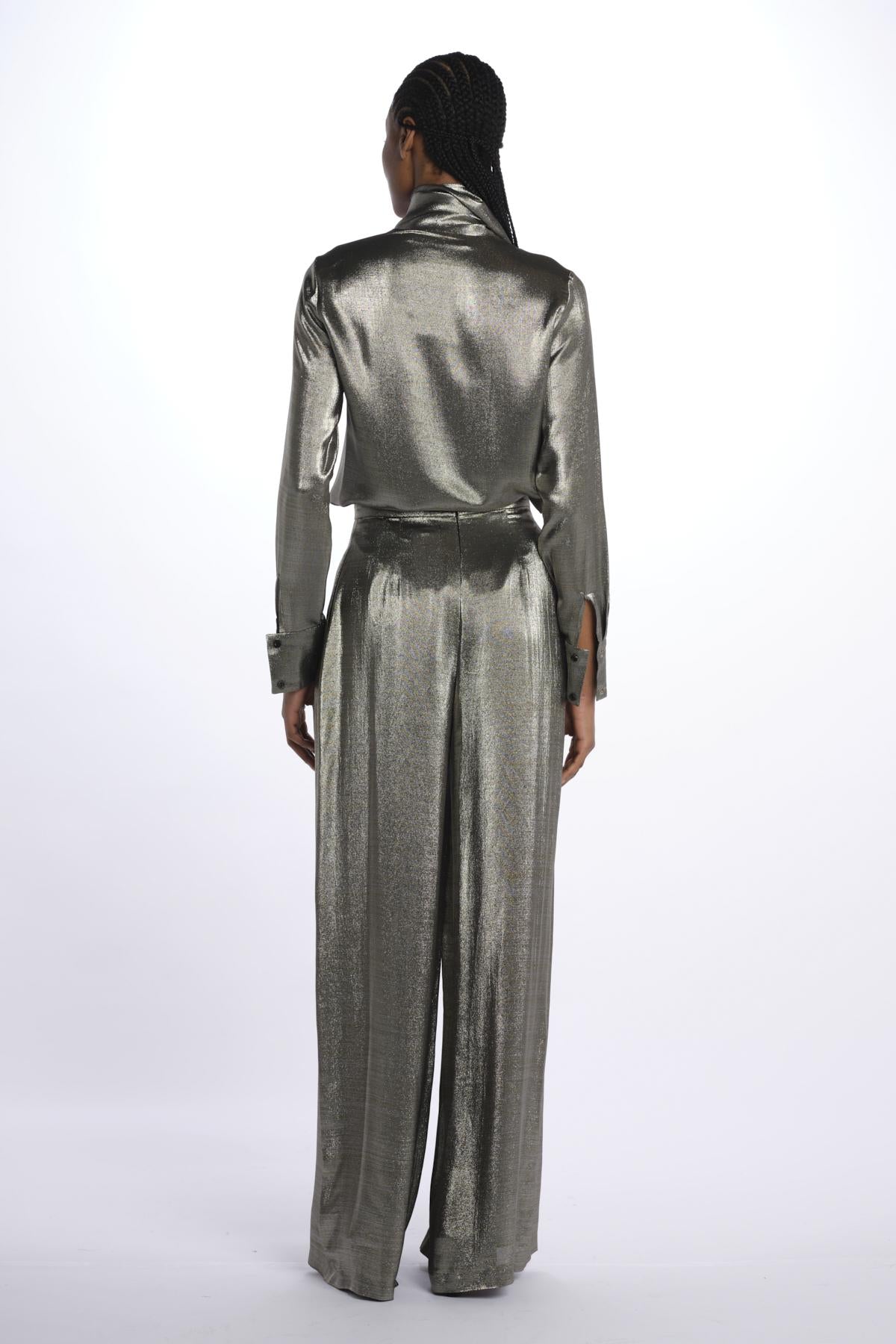Pantalone seta lurex A18FP10 SILVER martin grant 