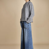 maglia girocollo over CLAUDIA GIROCOLLO GRIGIO_NERO tenne' 