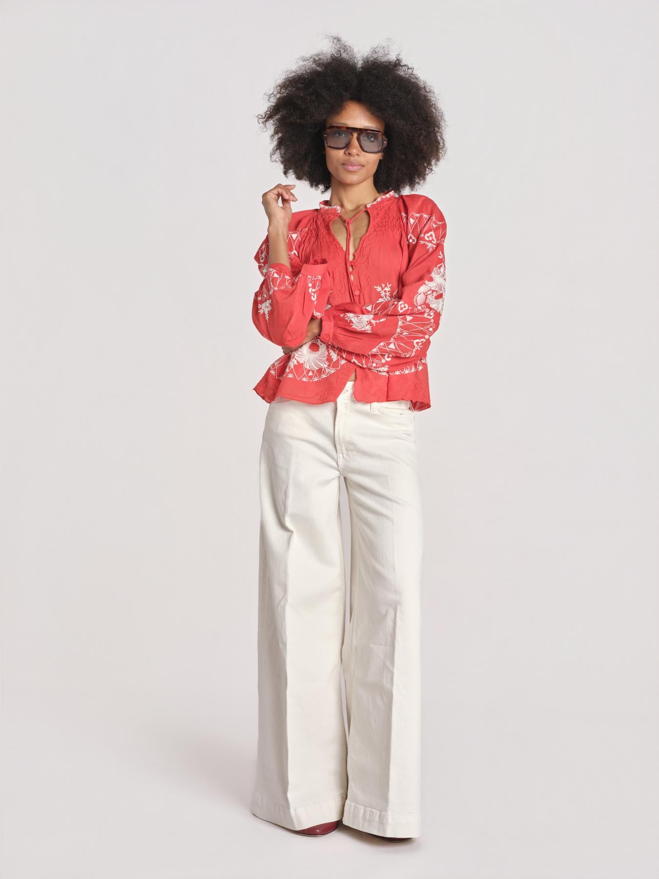 camicia con ricamo fiori SERAFINA 099 POPPY sea ny 