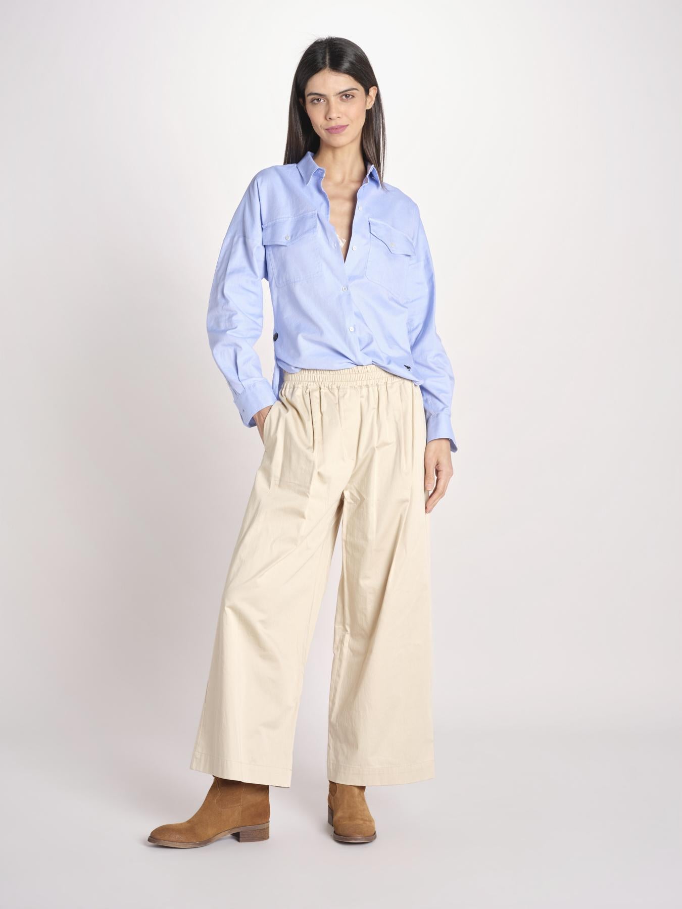 pantalone con elastico in popeline GOLFO 2615131102600 001 BEIGE weekend maxmara 