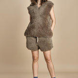 gilet metà montone e metà cotone REB MJD144PATEX72 J0229 DOVE FUR jejia 