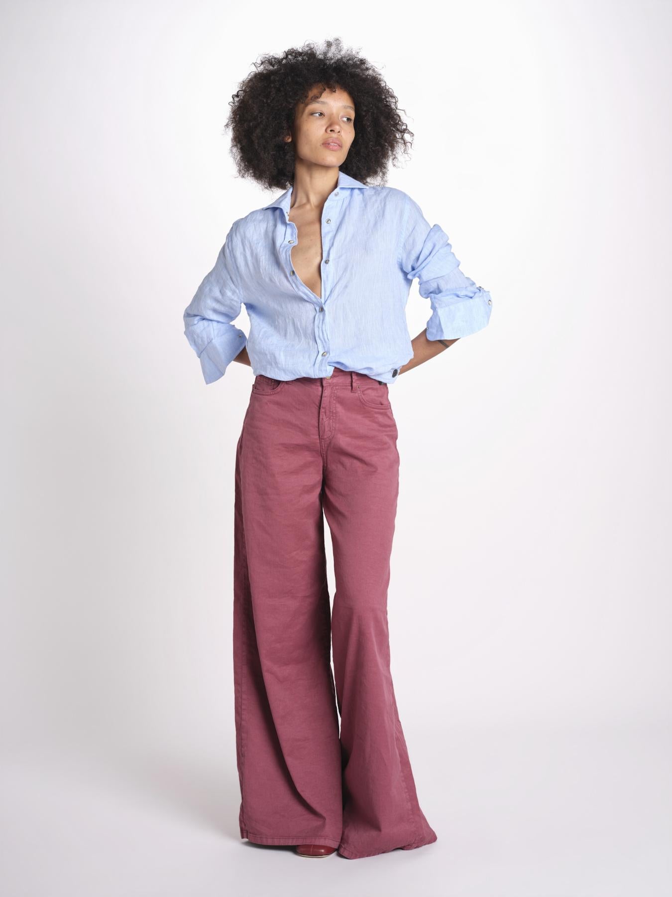 pantalone 4 tasche in misto lino SERENA XML01 197 BORGOGNA ps don't forget me 