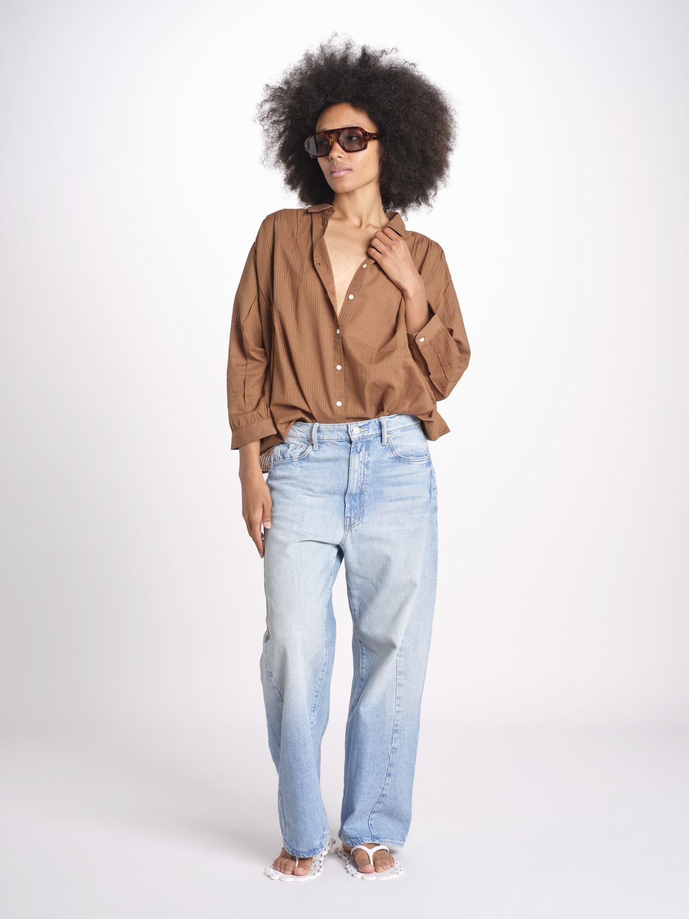 camicia righine over VT6406 BROWN zen ethic 