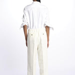 SABINA pantalone con elastico invita  in lino SABINA 352 BIANCO quelledue 