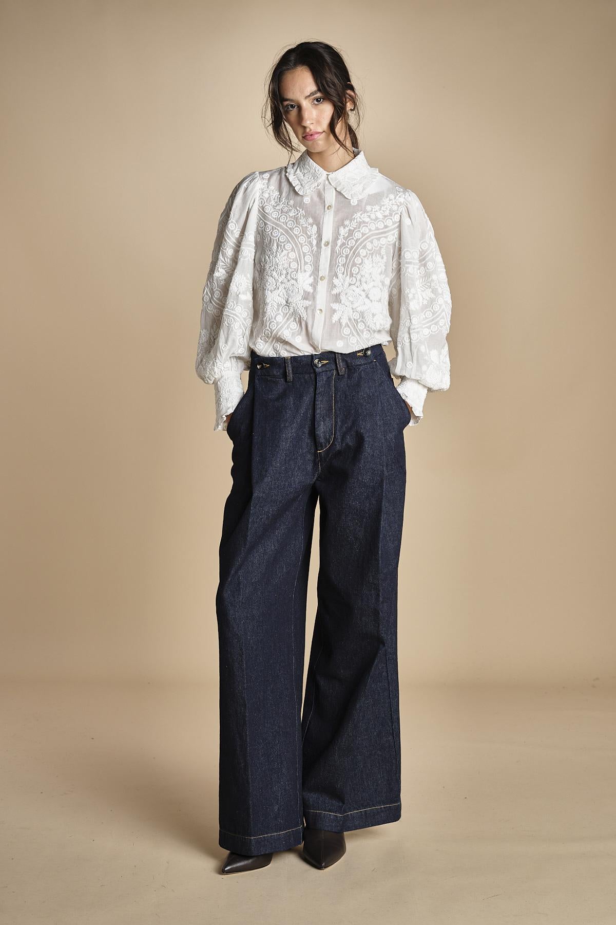 CHETNA TOP camicia maniche a palloncino CHETNA TOP SIMPLY WHITE scarlett poppies 