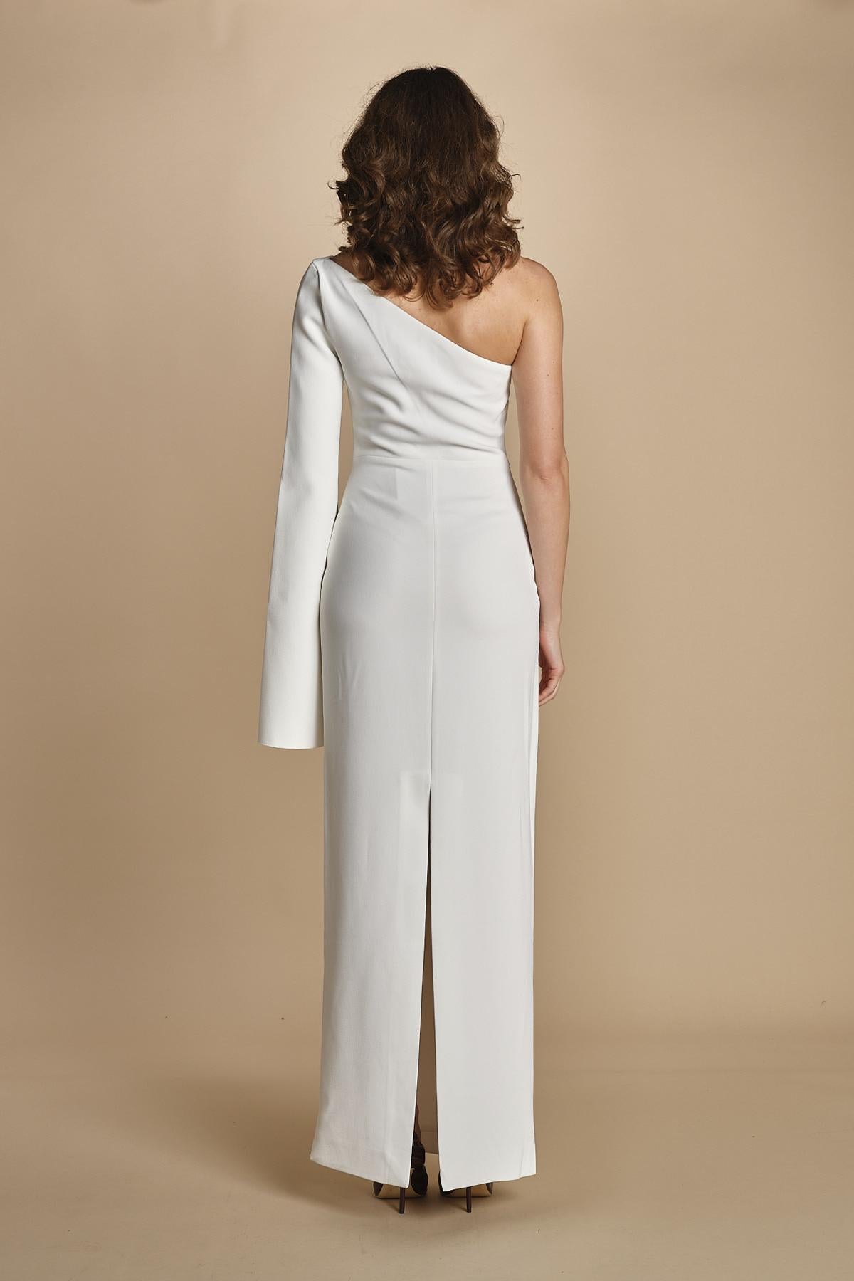 maxidress monospalla con manica a campana ALINA WHITE solace 