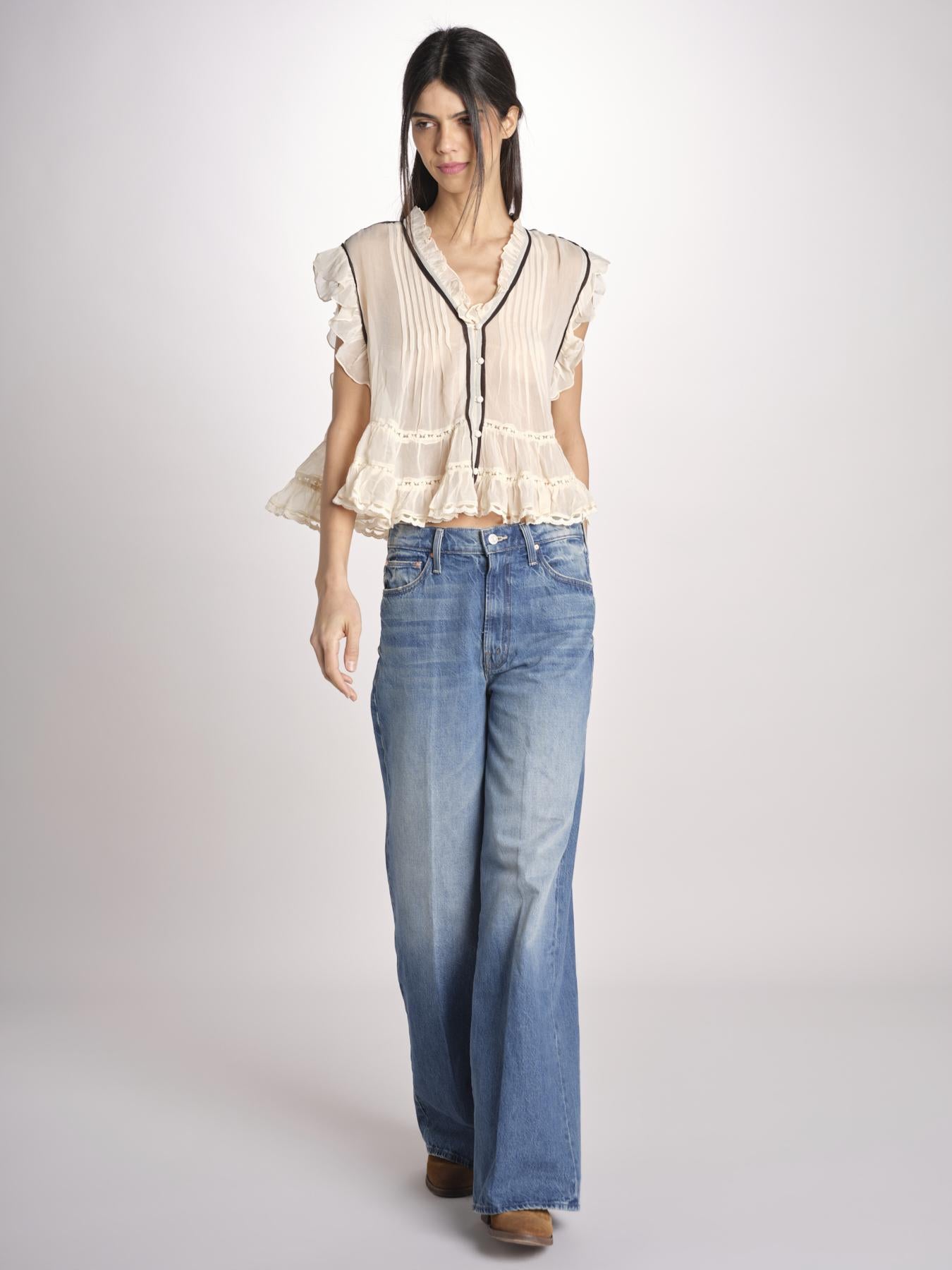Camicia voille con rouches BOLLY ECRU mes demoiselles 
