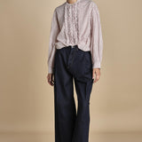 camicia voille lana con rouches MAGRITTE RED_WHITE CHECKS laurence bras 