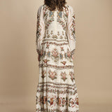 avito lungo con stampa cuori e rouches MAJESTIC HEARTS 346167 CREAM farm rio 