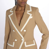 Blazer EDISON doppio petto con profilo TW4610536 KHAKI veronica beard 