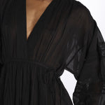 IBIZA maxi abito con scollo e maniche lunghe IBIZA NOIR laraethnics 