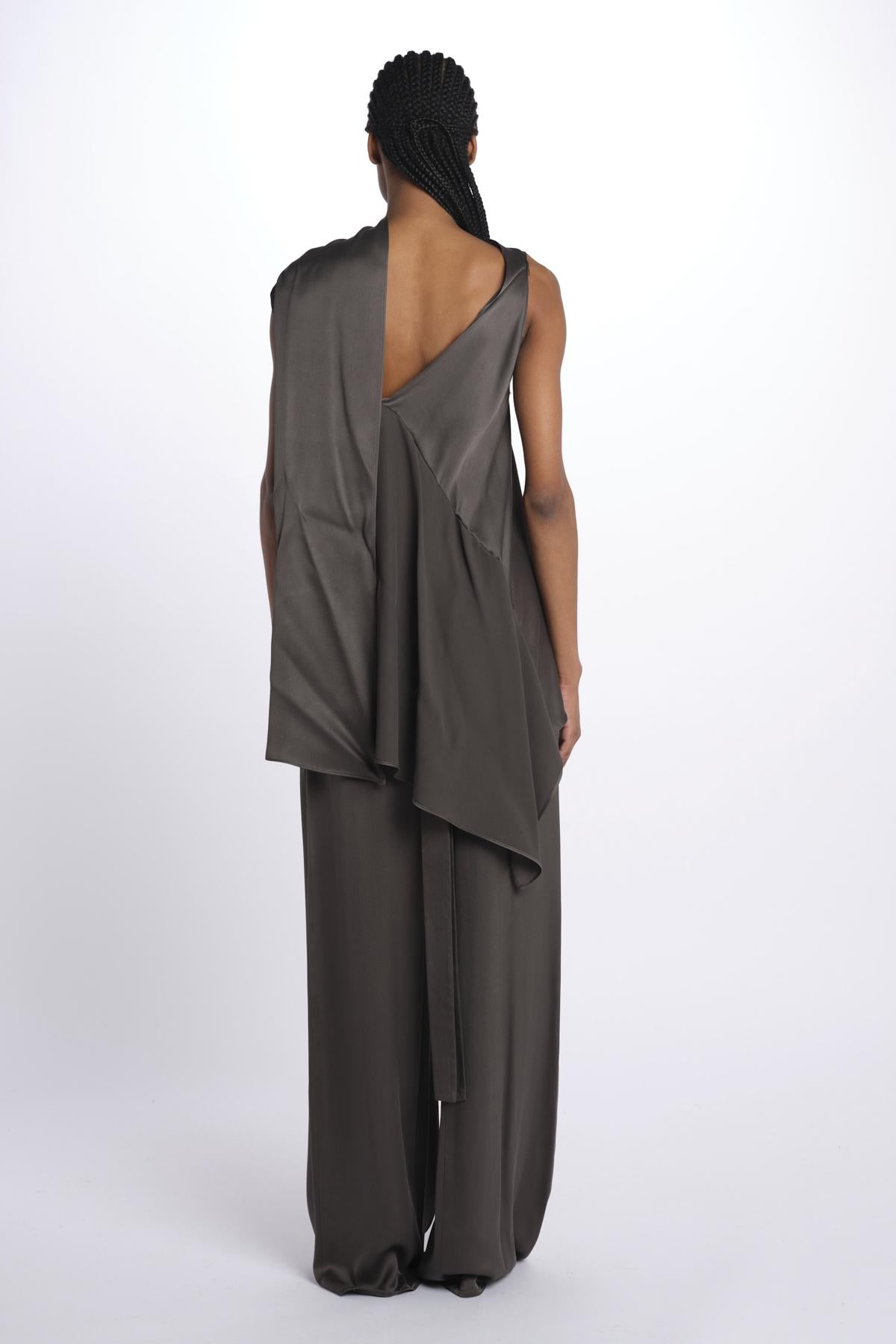 2857 top asimmetrico in crepe satin 2857 STONE MEDIUM dusan 