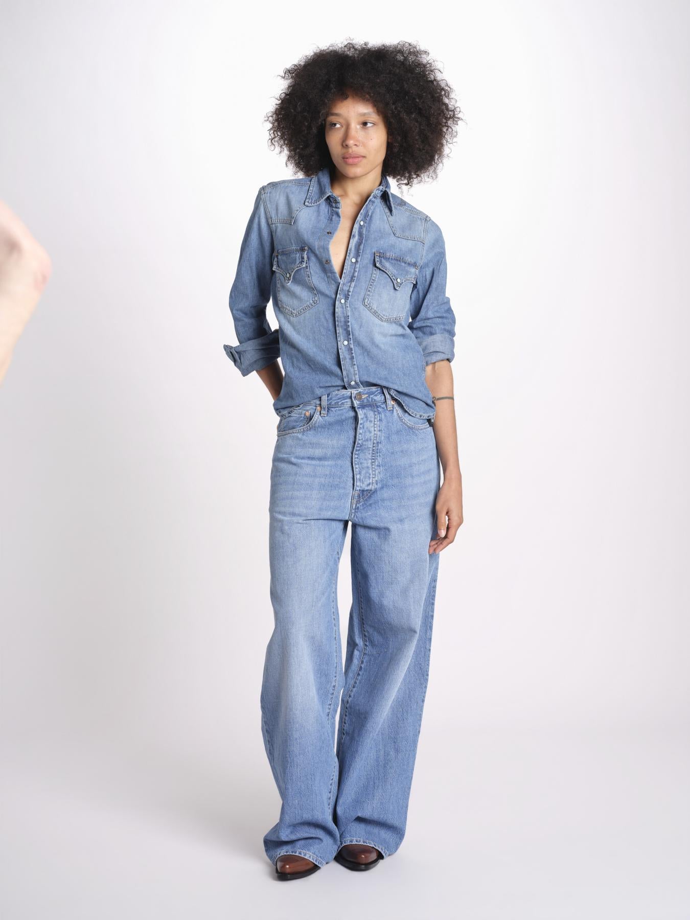 camicia texana in denim NTEX KT001 D450 fortela 