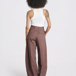pantalone over con pinces in popeline BILLIE 3111 T0160 BROWN T0215 the latest 