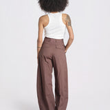 pantalone over con pinces in popeline BILLIE 3111 T0160 BROWN T0215 the latest 