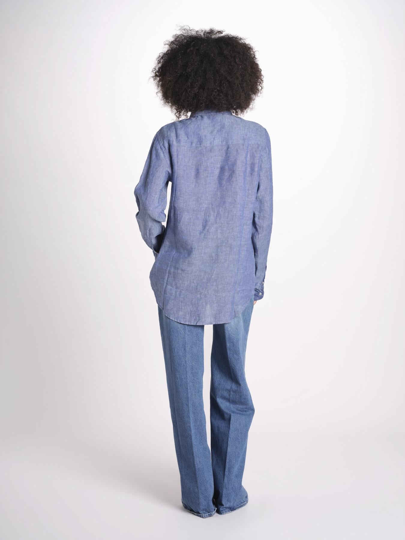 camicia uomo lino con automatici SABRILI DENIM milaura 