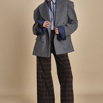 blazer doppiopetto over in flanella OLLY  MJD503_A60003 1002 MEDIUM GREY FLANEL jejia 