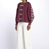 MARGUERITE camicia maniche sbuffo con ricami E25TU019 BORDEAUX stella forest 