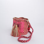 mini bag macrame G12W-0001- RED PINK guanabana 