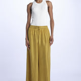 PALAZZO pantaloni in seta  by milaura. BE24252PANT OLIVE benaras soleil 