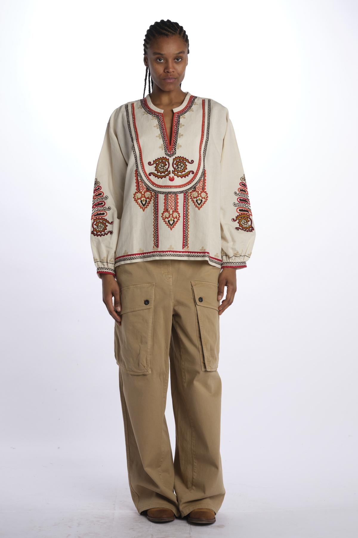 Camicia CINTHYA con ricamo plastron CINTHYA OFFWHITE fortela 