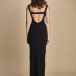 maxidress con scollo a barca e schiena nuda IMOGEN BLACK solace 