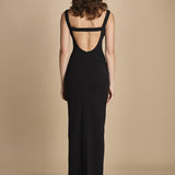 maxidress con scollo a barca e schiena nuda IMOGEN BLACK solace 