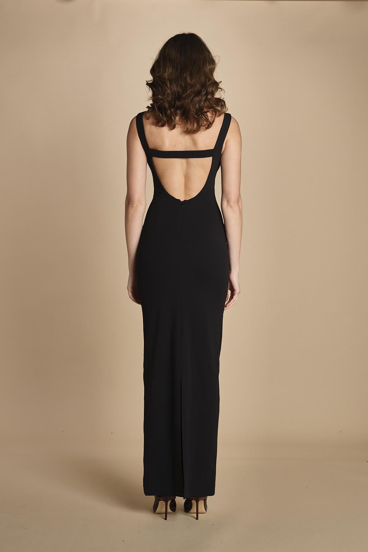 maxidress con scollo a barca e schiena nuda IMOGEN BLACK solace 