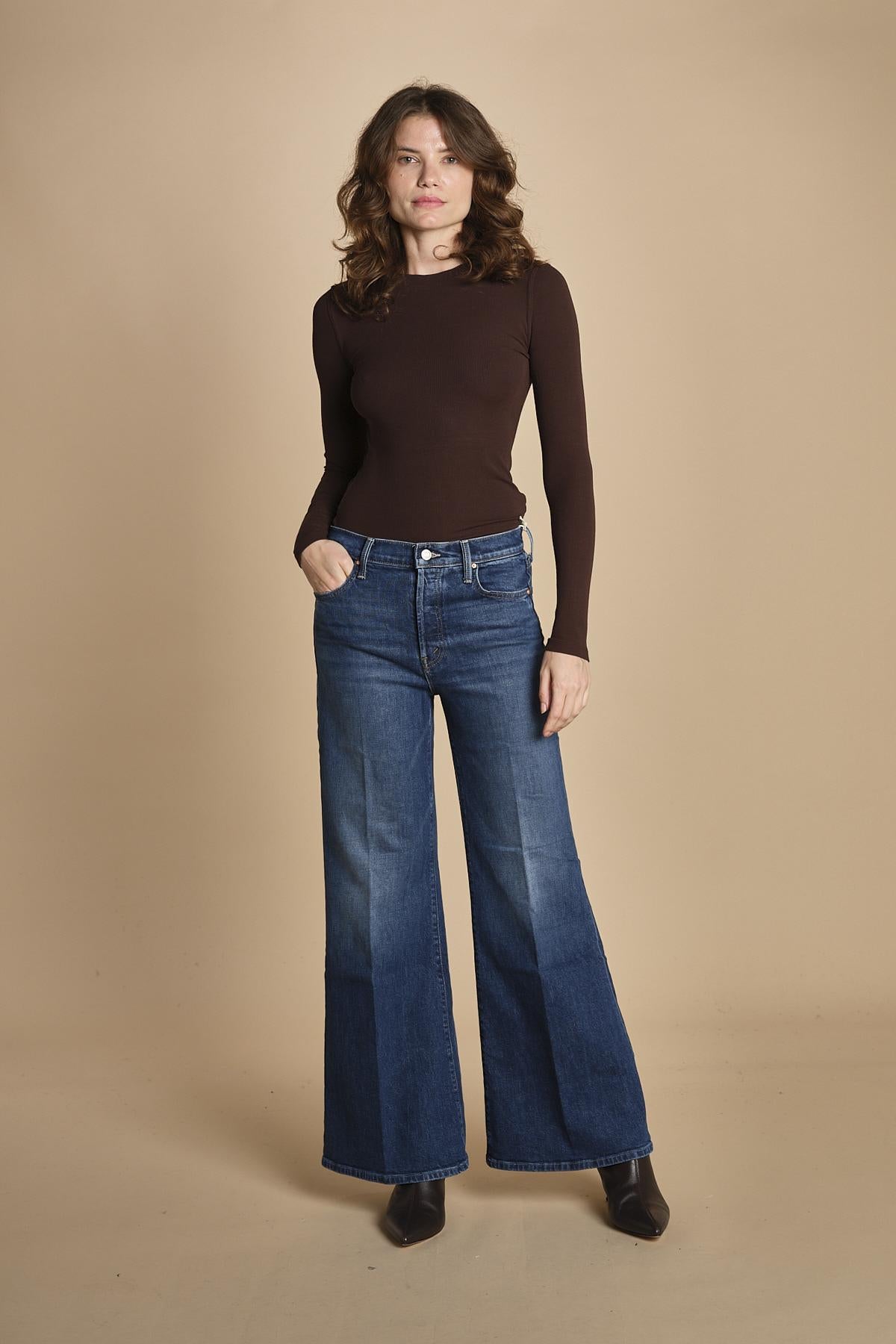 denim a zampa con bottoni THE TOMCAT ROLLER SKIMP 10115-259_A PFI (PERFECLY IMPERFETC) mother 
