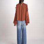 camicia in chiffon con maniche over THERESE RUGGINE malina 