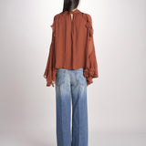 camicia in chiffon con maniche over THERESE RUGGINE malina 