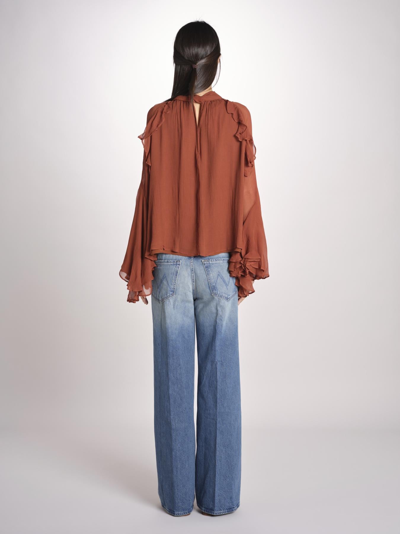 camicia in chiffon con maniche over THERESE RUGGINE malina 
