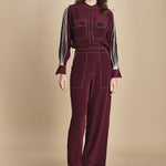 tuta con manica plisse BY_2269J BURGUNDY bodice 