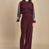 tuta con manica plisse BY_2269J BURGUNDY bodice 