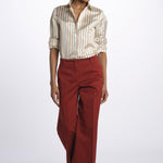 Pantalone MELODY D cropped cotone tinto capo MELODYD408801 48 quelledue 