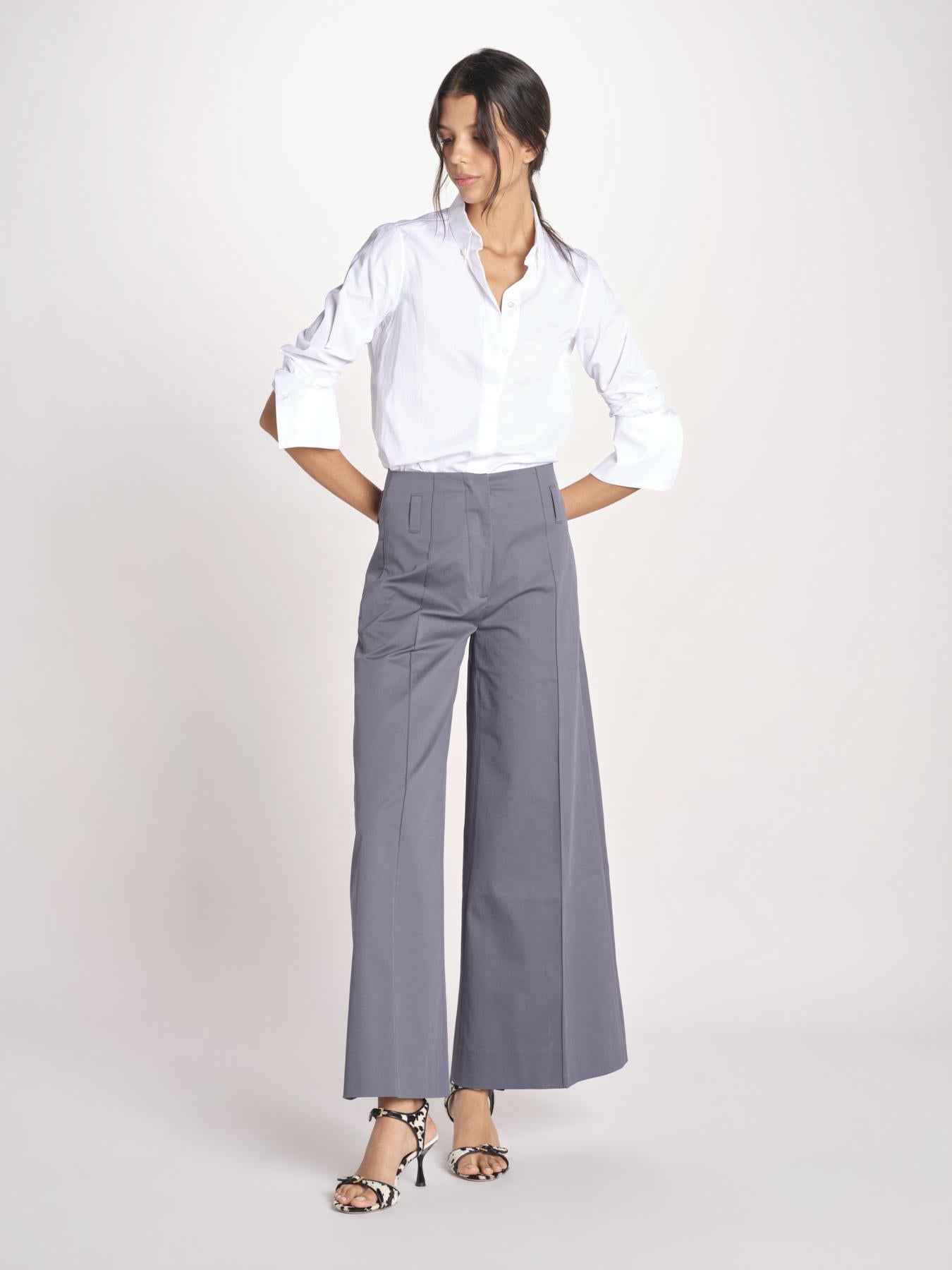 pantalone largo con nervature ORIANA 540 54 70 SLATE quelledue 
