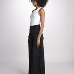 pantalone in lino con pinces PETRA PE98 BLACK nine in the morning 