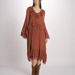 abito in chiffon con maniche over WILHELMINA RUGGINE malina 