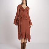 abito in chiffon con maniche over WILHELMINA RUGGINE malina 